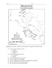 English Worksheet: Mesopotamia Map Activity