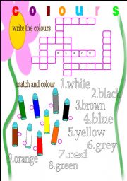 English Worksheet: colours