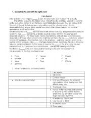 English Worksheet: Reading I am legend