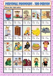 English Worksheet: PERSONAL PRONOUNS - 3rd PERSON