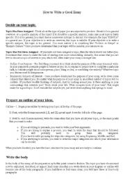 English Worksheet: How to write a good essay