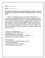 English Worksheet: Reading comprehension with key 