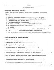 English Worksheet: Exercises about vocabulary related to the topic 