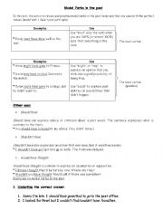 English Worksheet: Modal verbs in the past