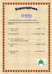 English worksheet: Superlatives