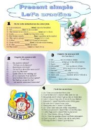 English Worksheet: Present simple. Lets practice 