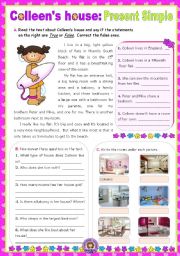 English Worksheet: Colleens House -  Reading + Writing