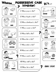 English Worksheet: Possessive Case +Toys