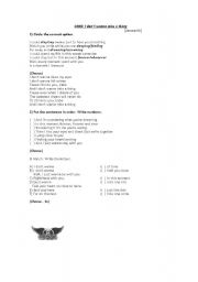 English Worksheet: Song - I dont wanna miss a thing - Aerosmith