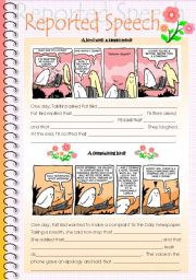English Worksheet: Reported Speech in context (based on two comic strips)