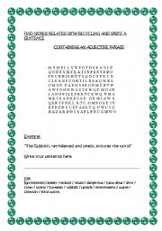 English Worksheet: adjective phrases - recycling