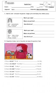 English Worksheet: There is There are and prepositions of place