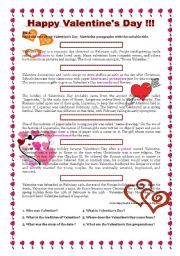 English Worksheet: Happy Valentines Day