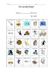English Worksheet: BINGO can you