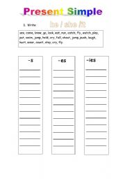 English Worksheet: Present Simple (he / she / it)