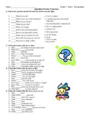 English Worksheet: Wh-word worksheet