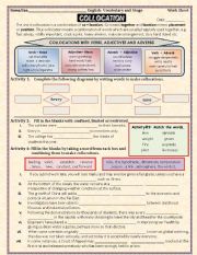 English Worksheet: Collocation/ Word Patners