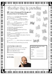 Another Day In Paradise lyrics - ESL worksheet by Adva