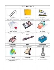 Classroom vocabulary - STATIONERY