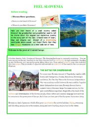 English Worksheet: FEEL SLOVENIA