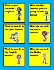 English Worksheet: SUBJECTS SPEAKING CARDS