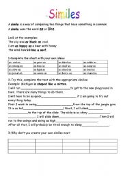 English Worksheet: Similes