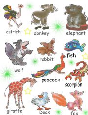 English Worksheet: animals pictionary