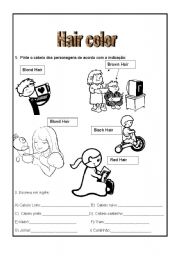 English Worksheet: Hair colour and transportation