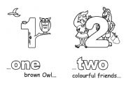 English Worksheet: One to Five with numbers and coloring sheets (Part 1 of 2)