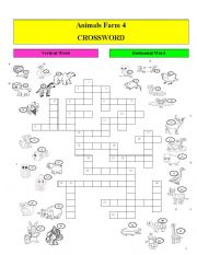 English Worksheet: Animals Farm - Crossword