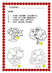 English Worksheet: DRAW AND COLOR THE FRUIT