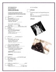 English Worksheet: MY IMMORTAL