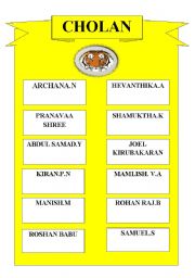 English worksheet: School House chart