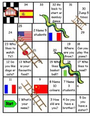 English Worksheet: I like, snakes and ladders