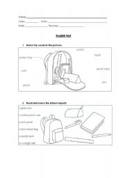 English Worksheet: English test - 4th grade