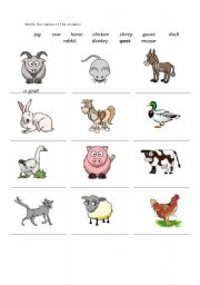 English Worksheet: farm animals 