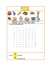 English worksheet: FOODS-2 PAGES