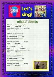 English Worksheet: > Glee Series: Season 2! > Songs For Class! S02E22 ***** SEASON FINALE ***** *.* Three Songs *.* Fully Editable With Key! *.* Part 2/3