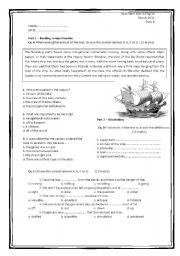 English Worksheet: TEST for high school english (2/3)- various activities- 2 pages + key