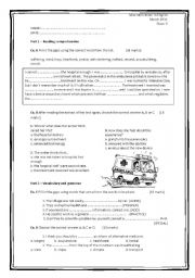 TEST for high school english (3/3)- various activities- 2 pages + key