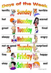 English Worksheet: Days of the Week Posters: 2 different posters for boys and girls