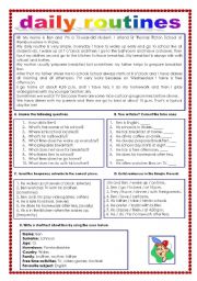 English Worksheet: Daily routines (12.08.11)