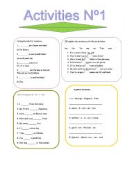 English Worksheet: AcTivities N1 ( Review)