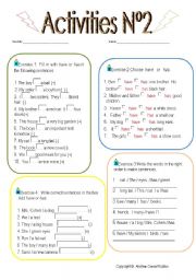 English Worksheet: AcTivities N2 ( Review)