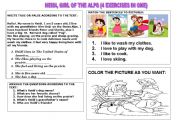 English Worksheet: HEIDI THE GIRL OF THE ALPS- 4 EXERCISES IN ONE