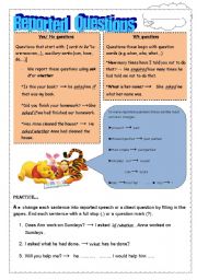 English Worksheet: reported questions