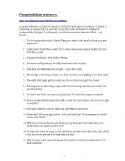 English Worksheet: Paraprosdokian sentences: 