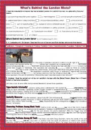 English Worksheet: WHATS BEHIND THE LONDON RIOTS?