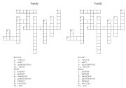 English Worksheet: Family crossword