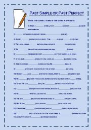English Worksheet: Past Simple or Past Perfect 